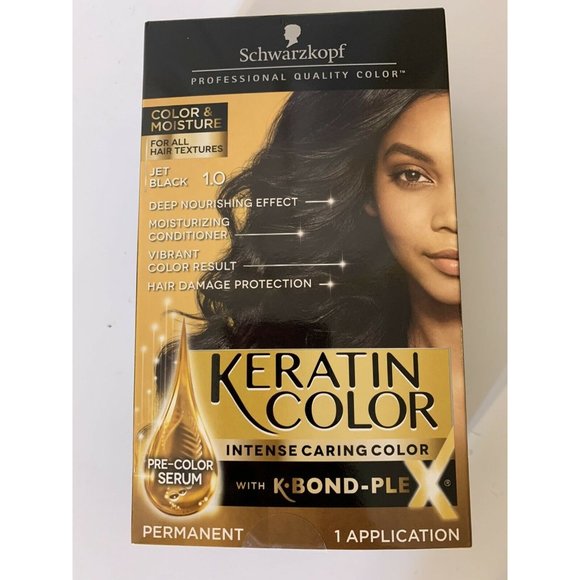New Schwarzkopf Keratin Color Anti-Age‎ Hair Color Permanent #1.0 Jet Black - Picture 2 of 7